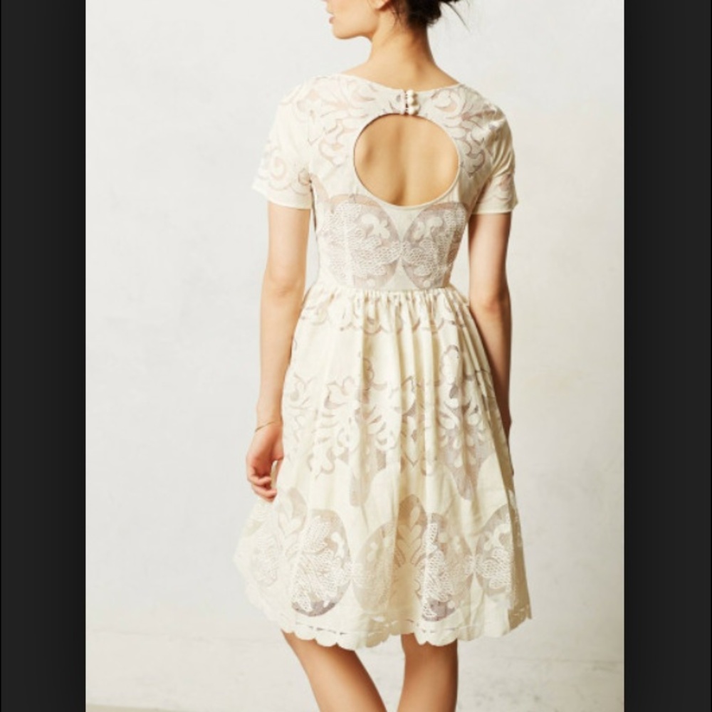 Anthropologie off-white lace dress